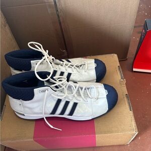 Adidas White and Dark Blue High-Tops